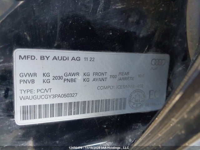 12456478 :رقم المزاد ، WAUGUCGY3PA050327 vin ، 2023 Audi A3 Premium مزاد بيع