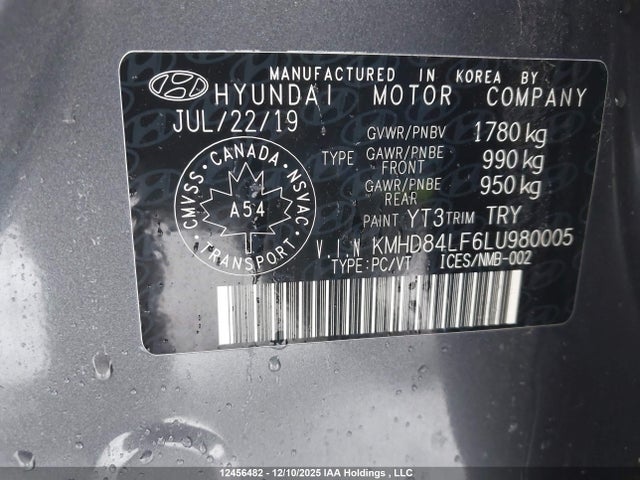 KMHD84LF6LU980005 Hyundai Elantra Preferred Auto Ivt
