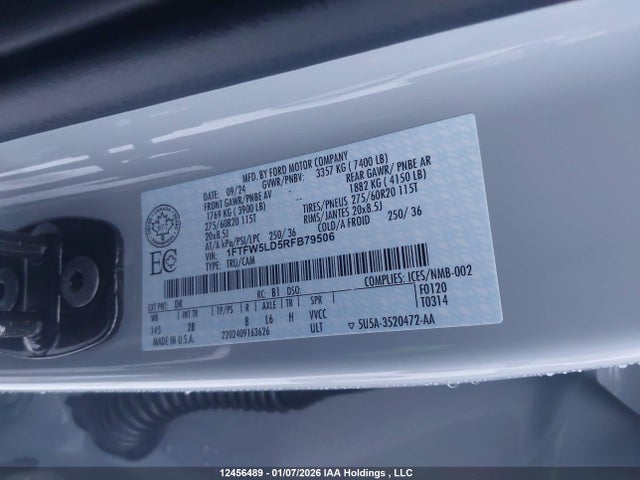 Ford F-150 Lariat 2024 1FTFW5LD5RFB79506 Image 9