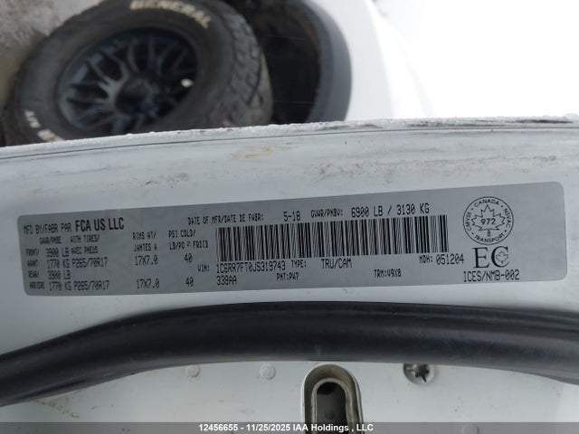 12456655 :رقم المزاد ، 1C6RR7FT0JS319743 vin ، 2018 Dodge Ram 1500 مزاد بيع