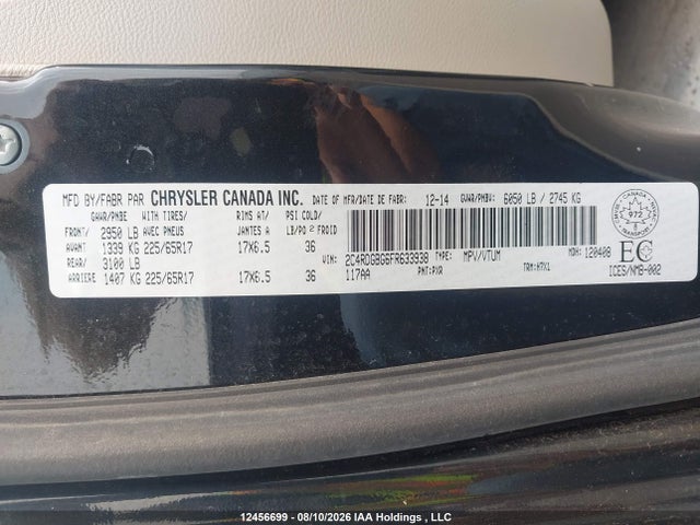 Aukcja sprzedaży 2015 Dodge Grand Caravan Se, vin: 2C4RDGBG6FR633938, numer aukcji: 12456699