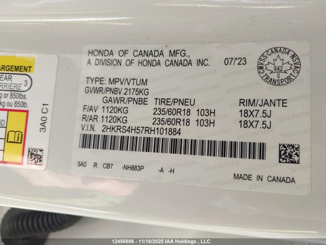 2HKRS4H57RH101884 Honda Cr-v Sport