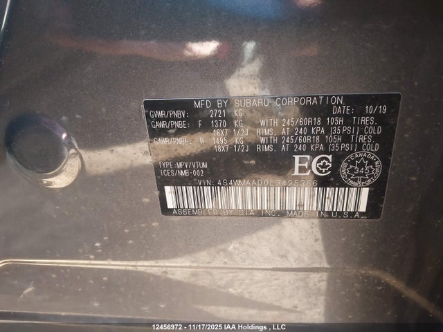 4S4WMAAD0L3425366 Subaru Ascent