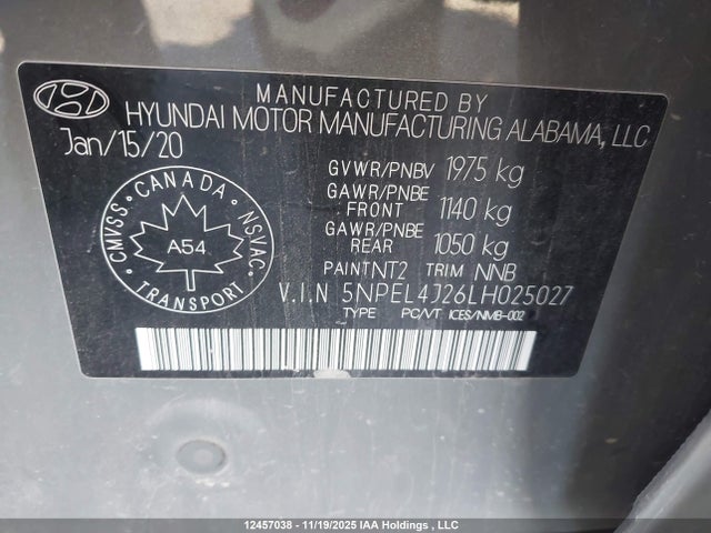 5NPEL4J26LH025027 Hyundai Sonata Luxury