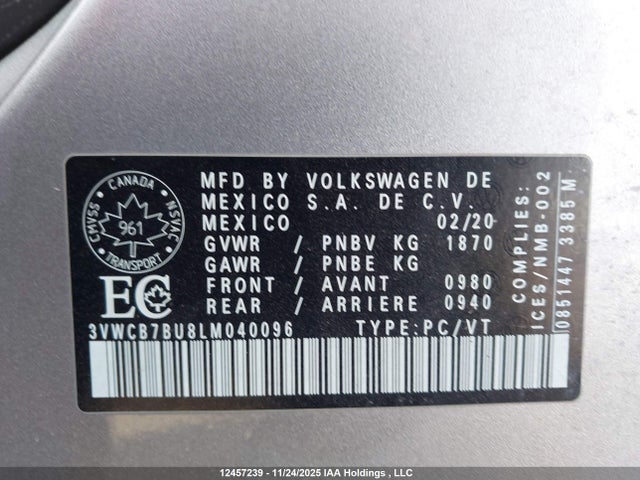 3VWCB7BU8LM040096 Volkswagen Jetta