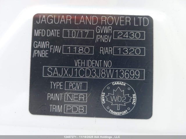 SAJXJ1CD3J8WA3699 Jaguar XJ