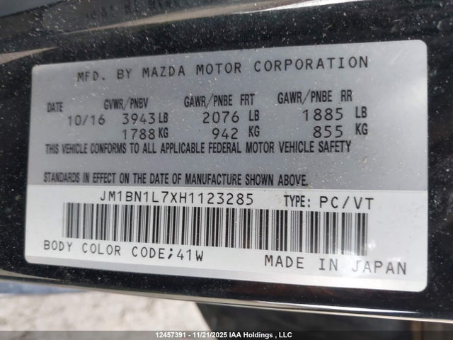 JM1BN1L7XH1123285 Mazda Mazda3 Gs