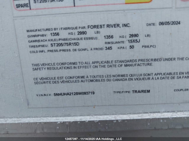 5NHUHA212SW093719 Forest River Toy Hauler