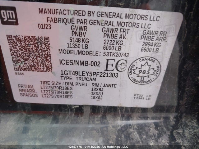 1GT49LEY5PF221303 GMC Sierra 2500hd Pro
