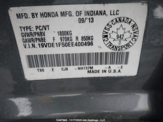 Acura ILX 2014 19VDE1F50EE400496 Image 9