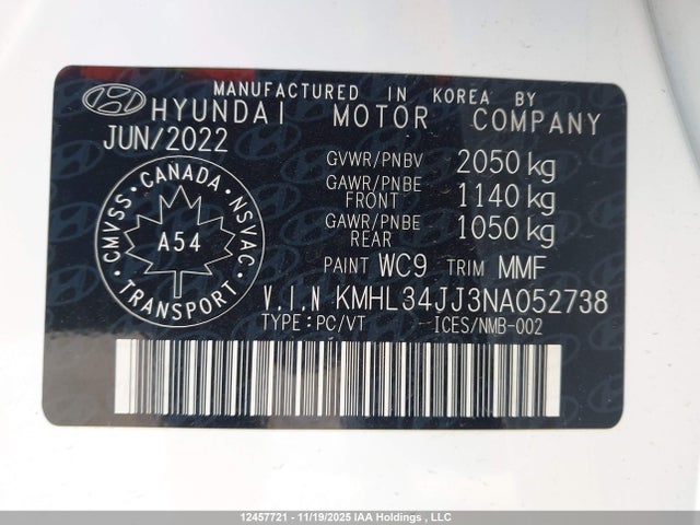 KMHL34JJ3NA052738 Hyundai Sonata Hybrid Ultimate