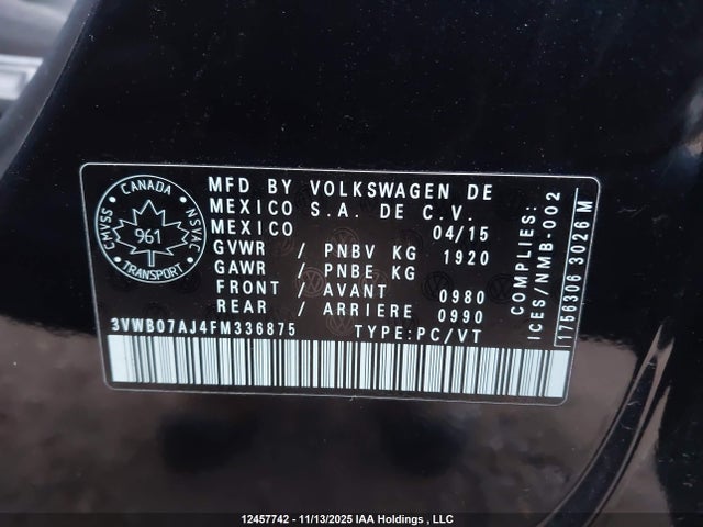3VWB07AJ4FM336875 Volkswagen Jetta 1.8 Tsi Comfortline/1.8 Tsi Trendline+