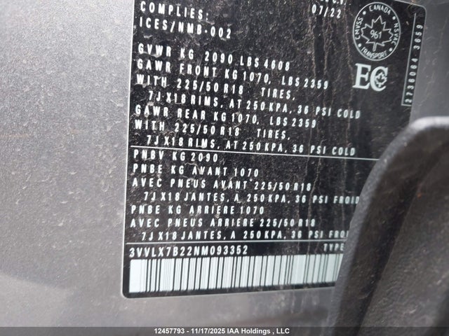 3VVLX7B22NM093352 Volkswagen Taos Comfortline