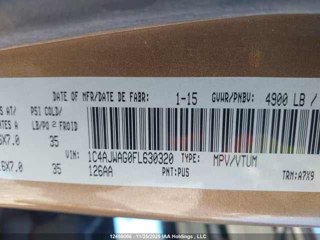 Jeep Wrangler Sport 2015 1C4AJWAG0FL630320 Image 19