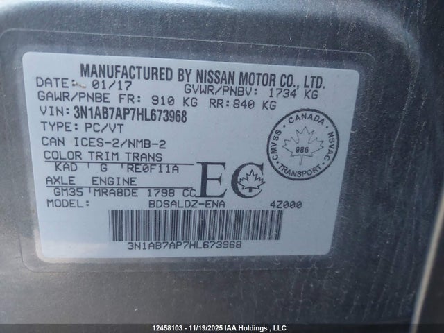 Nissan Sentra 2017 3N1AB7AP7HL673968 Image 9