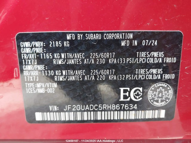 Subaru Crosstrek Premium 2024 JF2GUADC5RH867634 Image 9