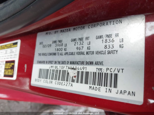 2010 Mazda 3 I მანქანა იყიდება აუქციონზე, vin: JM1BL1SF7A1134491, აუქციონის ნომერი: 12458645