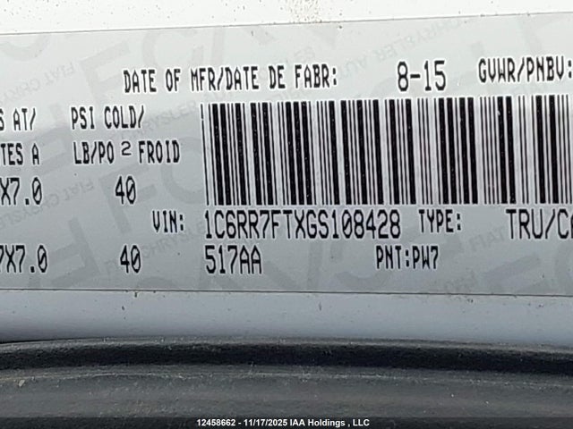 1C6RR7FTXGS108428 RAM 1500 St
