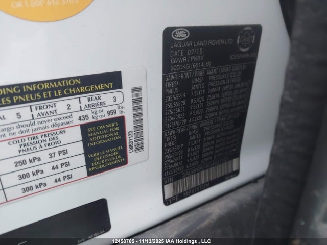 12458705 :رقم المزاد ، SALWR2KFXGA631123 vin ، 2016 Land Rover Range Rover Sport مزاد بيع