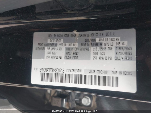 2021 Mazda Cx-30 Gx მანქანა იყიდება აუქციონზე, vin: 3MVDMAB75MM200718, აუქციონის ნომერი: 12458768