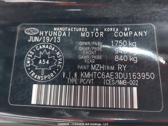 Aukcja sprzedaży 2013 Hyundai Veloster Turbo, vin: KMHTC6AE3DU163950, numer aukcji: 12458828