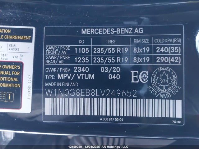 W1N0G8EB8LV249652 Mercedes-Benz Glc 300 4matic