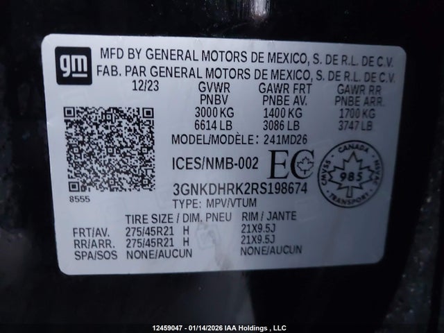 Aukcja sprzedaży 2024 Chevrolet Blazer Rs, vin: 3GNKDHRK2RS198674, numer aukcji: 12459047