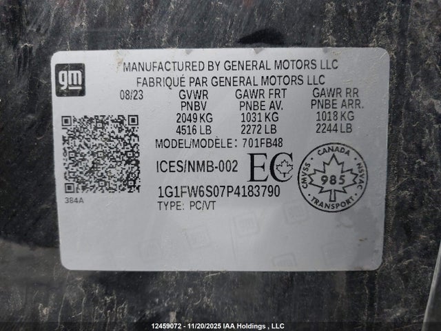 1G1FW6S07P4183790 Chevrolet Bolt Ev 1lt