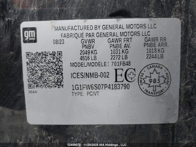 1G1FW6S07P4183790 Chevrolet Bolt Ev 1lt