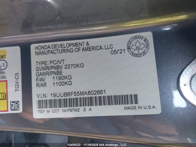 19UUB6F55MA802661 Acura k20c6