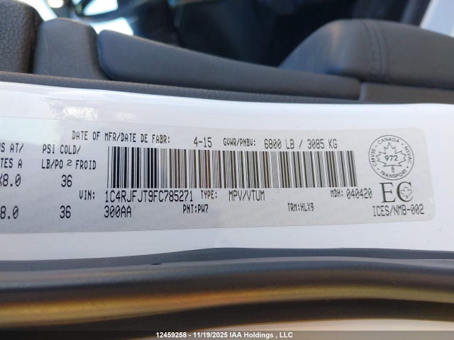 Jeep Grand Cherokee Summit 2015 1C4RJFJT9FC785271 Image 9
