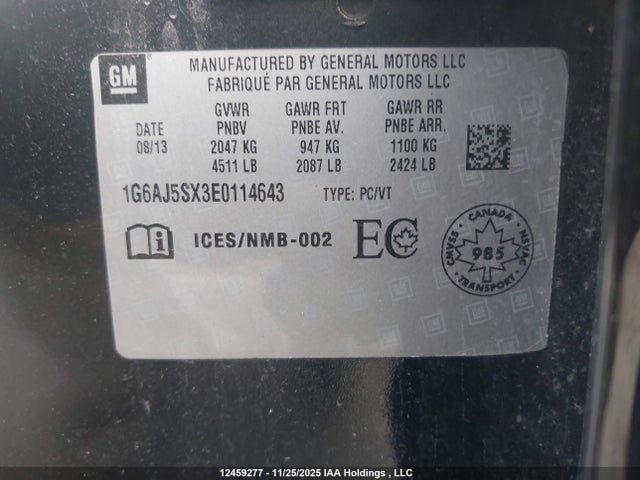 1G6AJ5SX3E0114643 Cadillac Ats Performance