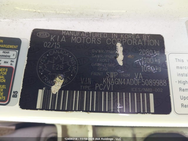 Продаж на аукціоні авто 2015 Kia Optima Hybrid, vin: KNAGN4AD0F5089988, номер лоту: 12459314