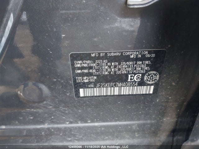 JF2SKEFC7MH408554 Subaru Forester Convenience