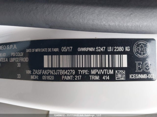 ZASFAKPN3J7B64279 Alfa Romeo Stelvio