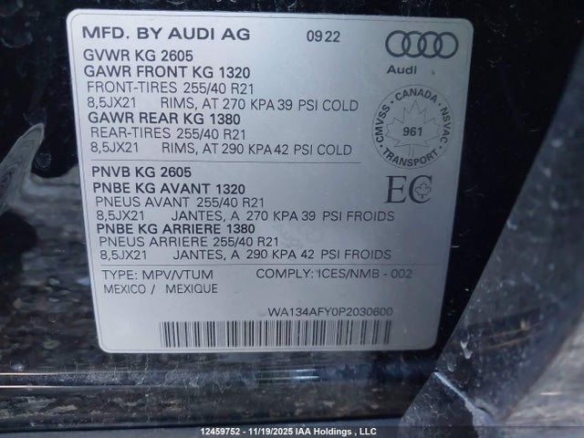 WA134AFY0P2030600 Audi Sq5 3.0t Technik
