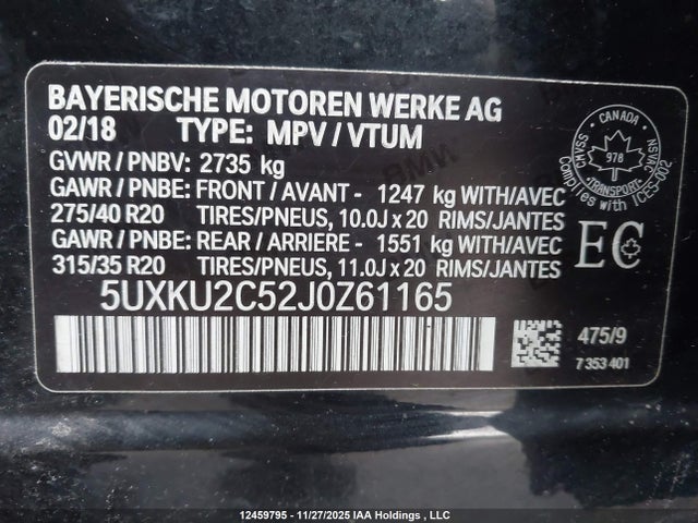 Продажа на аукционе авто 2018 Bmw X6 Xdrive35i, vin: 5UXKU2C52J0Z61165, номер лота: 12459795