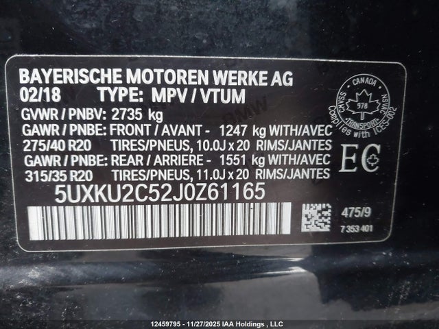 Продажа на аукционе авто 2018 Bmw X6 Xdrive35i, vin: 5UXKU2C52J0Z61165, номер лота: 12459795