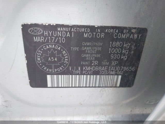 Продаж на аукціоні авто 2010 Hyundai Elantra Touring Gls, vin: KMHDB8AE1AU079656, номер лоту: 12459818