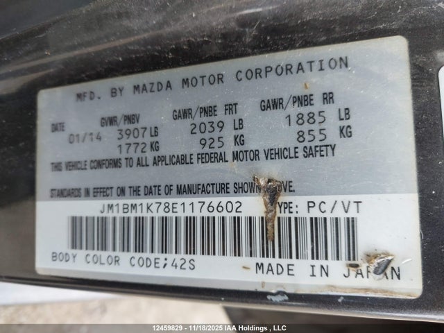 JM1BM1K78E1176602 Mazda Mazda3 Gx-sky