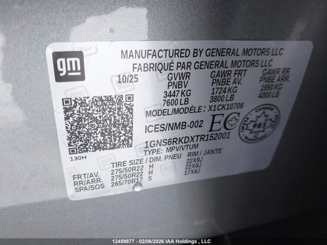 1GNS6RKDXTR152001 Chevrolet Tahoe K1500 Rst