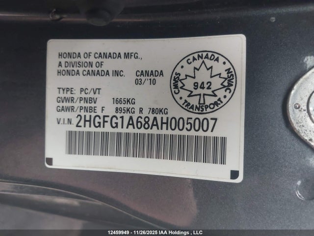 Продаж на аукціоні авто 2010 Honda Civic Lx, vin: 2HGFG1A68AH005007, номер лоту: 12459949