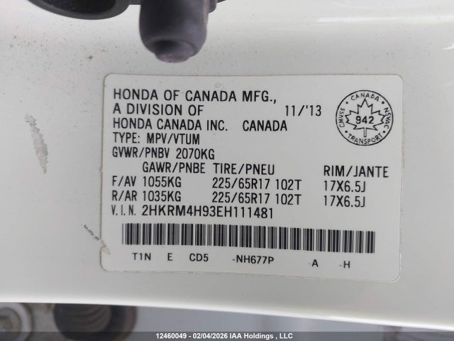 2HKRM4H93EH111481 Honda Cr-v Touring