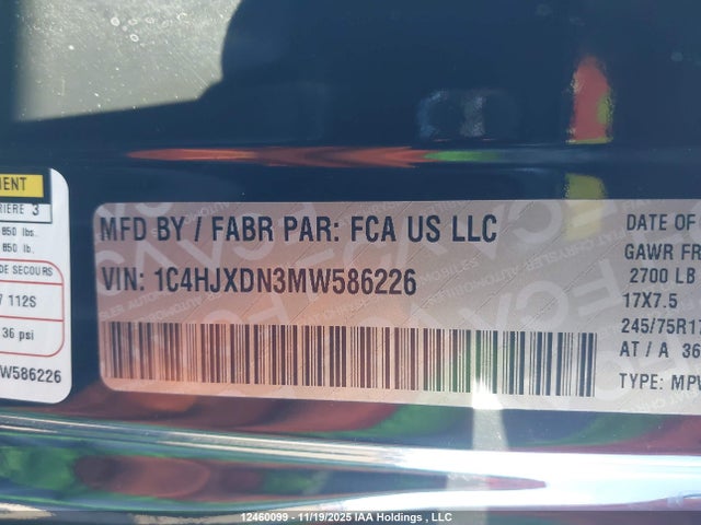 1C4HJXDN3MW586226 Jeep Wrangler Unlimited Sport