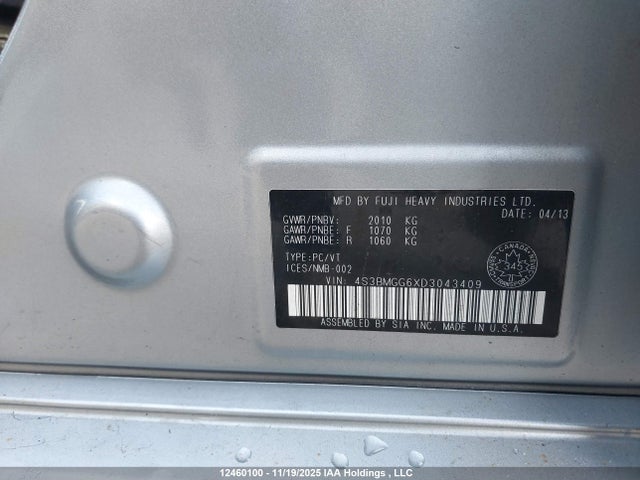 Aukcja sprzedaży 2013 Subaru Legacy 2.5i Premium, vin: 4S3BMGG6XD3043409, numer aukcji: 12460100