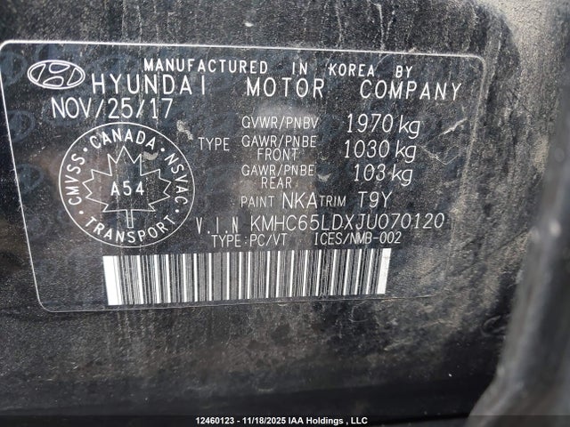 KMHC65LDXJU070120 Hyundai Ioniq Plug-in Hybrid Se