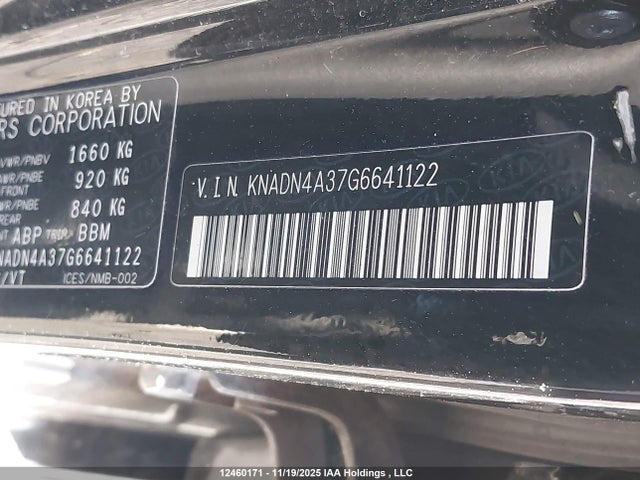 KNADN4A37G6641122 KIA Rio Ex/sx