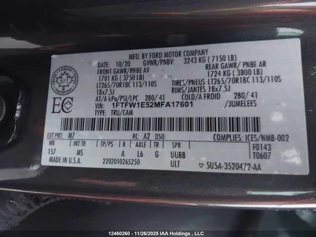 Ford F-150 2021 1FTFW1E52MFA17601 Image 9