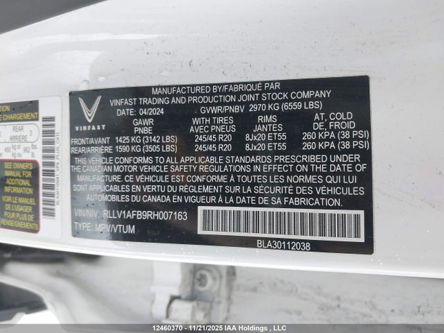 RLLV1AFB9RH007163 Vinfast Trading And Vf 8 Plus
