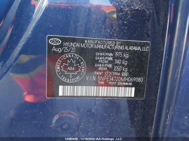 Aukcja sprzedaży 2021 Hyundai Sonata Sport 1.6t 4dr, vin: 5NPEJ4J20MH069080, numer aukcji: 12460439